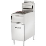 Vulcan VFRY18-NAT Natural Gas 45-50 lb. Floor Fryer with Solid State Analog Controls - 70,000 BTU