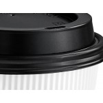 Choice 10 oz. Double Wall Ripple White Paper Hot Cup and Black Lid - 100/Case Choice 10 oz. Double Wall Ripple White Paper Hot Cup and Black Lid - 100/Case