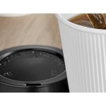 Choice 10 oz. Double Wall Ripple White Paper Hot Cup and Black Lid - 100/Case Choice 10 oz. Double Wall Ripple White Paper Hot Cup and Black Lid - 100/Case