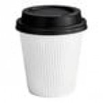 Choice 10 oz. Double Wall Ripple White Paper Hot Cup and Black Lid - 100/Case Choice 10 oz. Double Wall Ripple White Paper Hot Cup and Black Lid - 100/Case