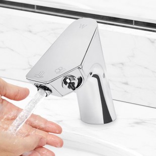 Waterloo Deck-Mounted Chrome Hands-Free Dual-Sensor Faucet with Foam Soap Dispenser Waterloo Deck-Mounted Chrome Hands-Free Dual-Sensor Faucet with Foam Soap Dispenser
