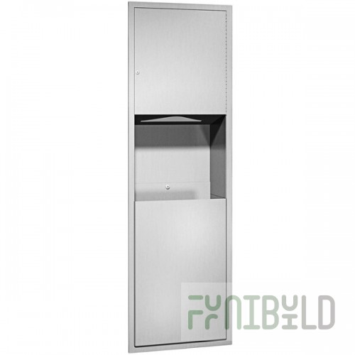 American Specialties, Inc. Traditional 10-04697 Stainless Steel Recessed Paper Towel Dispenser / Waste Receptacle
