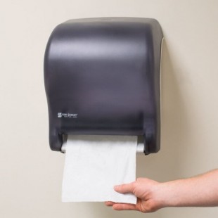 San Jamar T8000TBK Tear-N-Dry Essence Hands Free Roll Towel Dispenser - Black Pearl San Jamar T8000TBK Tear-N-Dry Essence Hands Free Roll Towel Dispenser - Black Pearl