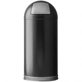 Witt Industries 15DTSVN 15 Gallon Silver Vein Steel Round Indoor Decorative Trash Can with Push Door Dome Lid
