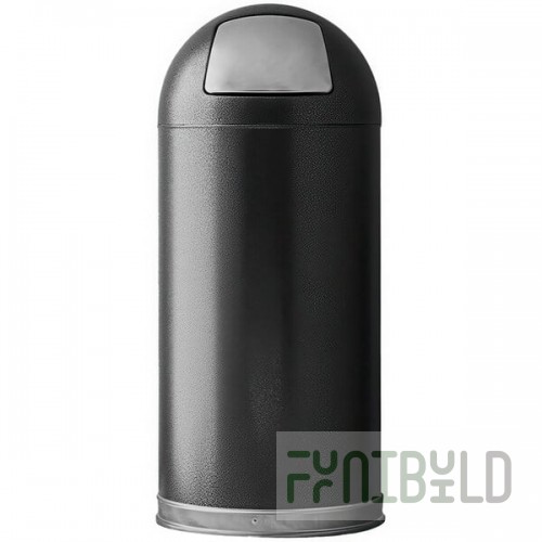 Witt Industries 15DTSVN 15 Gallon Silver Vein Steel Round Indoor Decorative Trash Can with Push Door Dome Lid