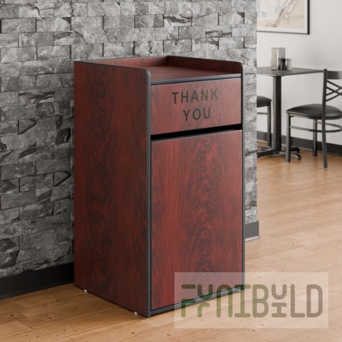 Lancaster Table & Seating Waste 35 Gallon Mahogany Waste Receptacle Enclosure with 