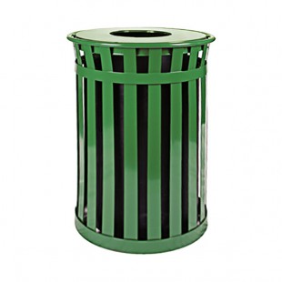 Witt Industries M3601-FT-GN Oakley Standard 36 Gallon Green Steel Round Outdoor Decorative Trash Can with Flat Top Lid Witt Industries M3601-FT-GN Oakley Standard 36 Gallon Green Steel Round Outdoor Decorative Trash Can with Flat Top Lid