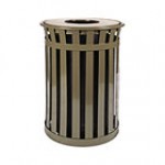 Witt Industries M3601-FT-GN Oakley Standard 36 Gallon Green Steel Round Outdoor Decorative Trash Can with Flat Top Lid Witt Industries M3601-FT-GN Oakley Standard 36 Gallon Green Steel Round Outdoor Decorative Trash Can with Flat Top Lid