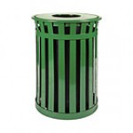 Witt Industries M3601-FT-GN Oakley Standard 36 Gallon Green Steel Round Outdoor Decorative Trash Can with Flat Top Lid Witt Industries M3601-FT-GN Oakley Standard 36 Gallon Green Steel Round Outdoor Decorative Trash Can with Flat Top Lid