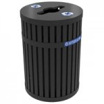Commercial Zone 728301 ArchTec Parkview 45 Gallon Round Black Steel Outdoor Trash Can Lid with Canopy Commercial Zone 728301 ArchTec Parkview 45 Gallon Round Black Steel Outdoor Trash Can Lid with Canopy