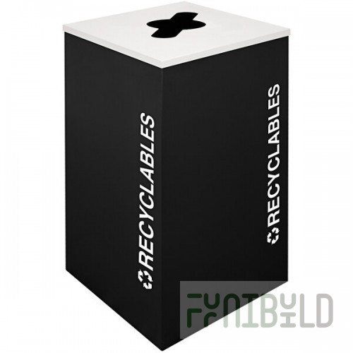Ex-Cell Kaiser RC-KDSQ-R BLX Kaleidoscope Collection Black Texture Square 24 Gallon Customizable Recyclables Receptacle
