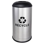 Ex-Cell Kaiser RC-1531 D-6 SS BLX International Collection Round 18 Gallon Cafe Style Stainless Steel Recycling Bin with Black Texture Lid Ex-Cell Kaiser RC-1531 D-6 SS BLX International Collection Round 18 Gallon Cafe Style Stainless Steel Recycling Bin with Black Texture Lid
