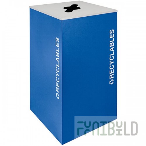Ex-Cell Kaiser RC-KD36-R RYX Kaleidoscope XL Series Royal Blue Texture Square 36 Gallon Customizable Recyclables Receptacle