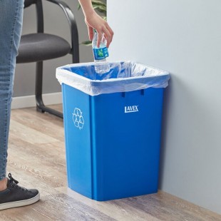 Lavex 19 Gallon Blue Square Recycle Bin
