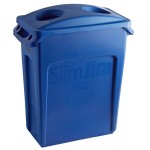 Rubbermaid® Slim Jim 64 Qt. / 16 Gallon Blue Rectangular Trash Can with 2 Hole Lid Rubbermaid® Slim Jim 64 Qt. / 16 Gallon Blue Rectangular Trash Can with 2 Hole Lid