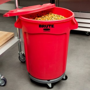 Rubbermaid® BRUTE 32 Gallon Red Round Trash Can with Lid and Dolly Rubbermaid® BRUTE 32 Gallon Red Round Trash Can with Lid and Dolly