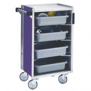Lakeside 890A Medium-Duty Stainless Steel Enclosed Bussing Cart with Ledge Rods and Purple Finish - 17 5/8 Lakeside 890A Medium-Duty Stainless Steel Enclosed Bussing Cart with Ledge Rods and Purple Finish - 17 5/8
