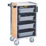 Lakeside 890A Medium-Duty Stainless Steel Enclosed Bussing Cart with Ledge Rods and Purple Finish - 17 5/8