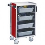 Lakeside 890A Medium-Duty Stainless Steel Enclosed Bussing Cart with Ledge Rods and Purple Finish - 17 5/8