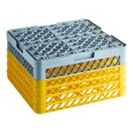 Noble Warewashing 16-Compartment Gray Full-Size Glass Rack with 4 Yellow Extenders Noble Warewashing 16-Compartment Gray Full-Size Glass Rack with 4 Yellow Extenders