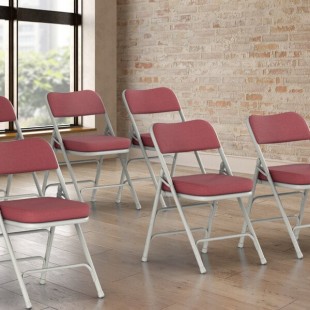 Lancaster Table & Seating Burgundy Fabric Folding Chair with 2 Lancaster Table & Seating Burgundy Fabric Folding Chair with 2