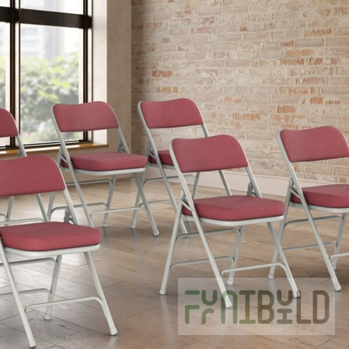 Lancaster Table & Seating Burgundy Fabric Folding Chair with 2