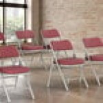 Lancaster Table & Seating Burgundy Fabric Folding Chair with 2