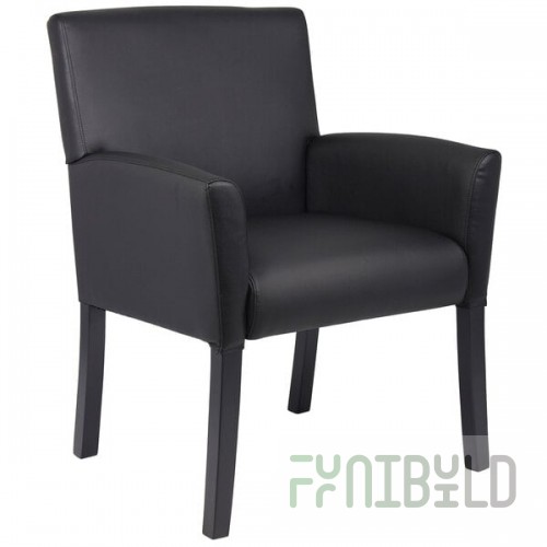 Boss B639-BK Black Executive Box Arm Chair with Black Legs