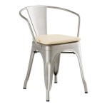 Lancaster Table & Seating Alloy Silver Indoor Arm Chair with Tan Fabric Magnetic Cushion