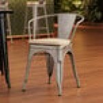 Lancaster Table & Seating Alloy Silver Indoor Arm Chair with Tan Fabric Magnetic Cushion