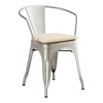 Lancaster Table & Seating Alloy Silver Indoor Arm Chair with Tan Fabric Magnetic Cushion