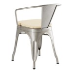 Lancaster Table & Seating Alloy Silver Indoor Arm Chair with Tan Fabric Magnetic Cushion