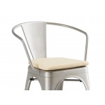 Lancaster Table & Seating Alloy Silver Indoor Arm Chair with Tan Fabric Magnetic Cushion
