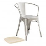 Lancaster Table & Seating Alloy Silver Indoor Arm Chair with Tan Fabric Magnetic Cushion