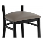 Lancaster Table & Seating Boomerang Black Finish Chair with Dark Gray Vinyl Seat and Antique Walnut Wood Back