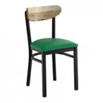 Lancaster Table & Seating Boomerang Black Finish Chair with Dark Gray Vinyl Seat and Antique Walnut Wood Back