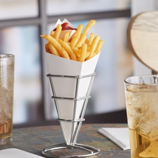 Carnival King 10 oz. White Square Cardboard Fry Cone - 100/Pack