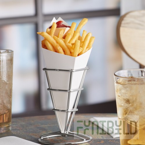 Carnival King 10 oz. White Square Cardboard Fry Cone - 100/Pack