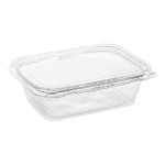 Inline Plastics Safe-T-Fresh 24 oz. Tamper-Resistant, Tamper-Evident Rectangular Hinged Container with Flat Lid - 200/Case