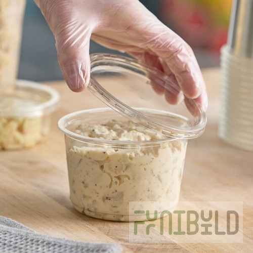 Choice 16 oz. Ultra-Clear Recycled PET Plastic Round Deli Container with Lid - 250/Case