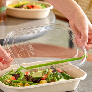 World Centric GreenLight Compliant PLA Plastic Compostable Flat Lid for 20-44 oz. Fiber Boxes - 400/Case