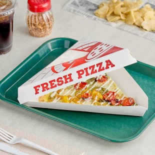 Choice White Clay-Coated Clamshell Pizza Slice Box with Window - 400/Case