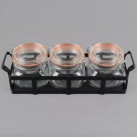 Cal-Mil 3335-13 Black Rustic Jar Condiment Display with 17 oz. Jars - 12 3/4