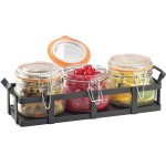 Cal-Mil 3335-13 Black Rustic Jar Condiment Display with 17 oz. Jars - 12 3/4