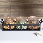 Cal-Mil 3335-13 Black Rustic Jar Condiment Display with 17 oz. Jars - 12 3/4