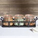 Cal-Mil 3335-13 Black Rustic Jar Condiment Display with 17 oz. Jars - 12 3/4