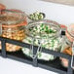 Cal-Mil 3335-13 Black Rustic Jar Condiment Display with 17 oz. Jars - 12 3/4