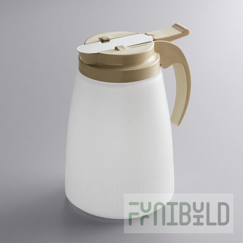 Vollrath 632-18 Dripcut® 32 oz. White Polyethylene Syrup Server with Almond Top