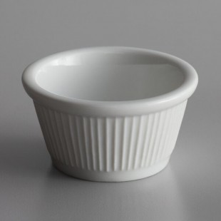 Libbey RM-02 Bedrock Ovenware 2 oz. Ultra Bright White Fluted Stoneware Ramekin - 36/Case Libbey RM-02 Bedrock Ovenware 2 oz. Ultra Bright White Fluted Stoneware Ramekin - 36/Case