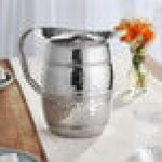 Acopa 96 oz. Hammered Stainless Steel Bell Pitcher with Ice Guard